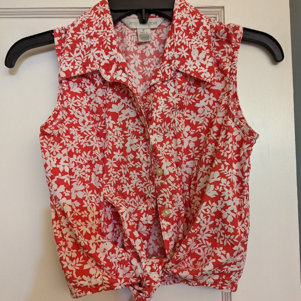 Petite Sophisticate top with tie